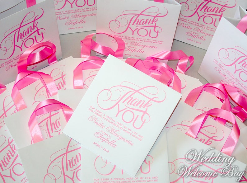 20 Thank You Quince Favor Bags With Ribbon Custom Quince or Etsy