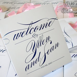 Elegant Custom Wedding Welcome Bags with Ribbon & Names (Set of 30)