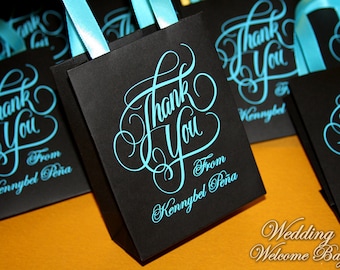 Personalized Party Favor Bags: Small Gift Bags with Satin Ribbon - Set of 30
