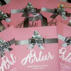 Personalized Gift Bags for Birthday with ribbon - Birthday Party Favor Bags - Birthday party favors - Sweet 16 Treat Bags - welcome bags