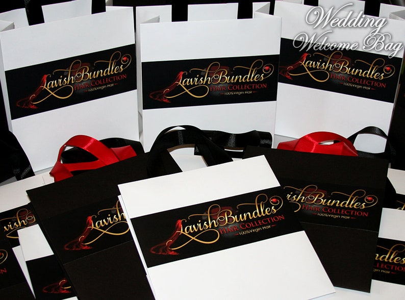 Custom Logo Gift bag with ribbon handles and sticker Etsy