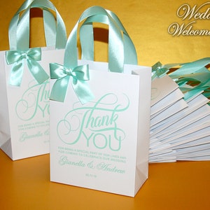 Thank You wedding gift bags with satin ribbon, bow and your tag, Elegant wedding bags, wedding favor bags, welcome wedding bags, party bags
