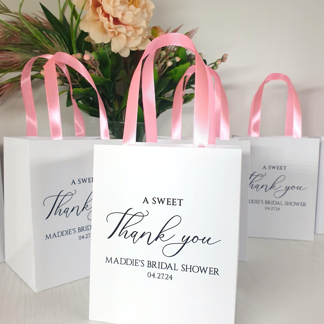 Personalized Bridal Shower Favor Bags: Thank You Gift With Satin Ribbon ...