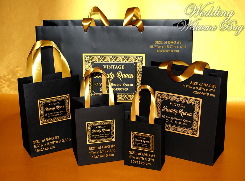 Extra Large Black & Gold Custom Logo Gift bags Promotional Etsy