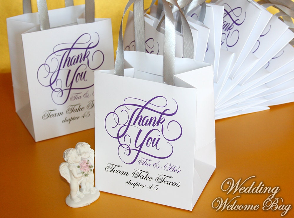 20 Thank You Gift Bags with ribbon and name Custom Hotel Etsy