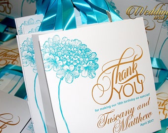 Personalized Birthday Gift Bags: Set of 40, Satin Ribbon Handles