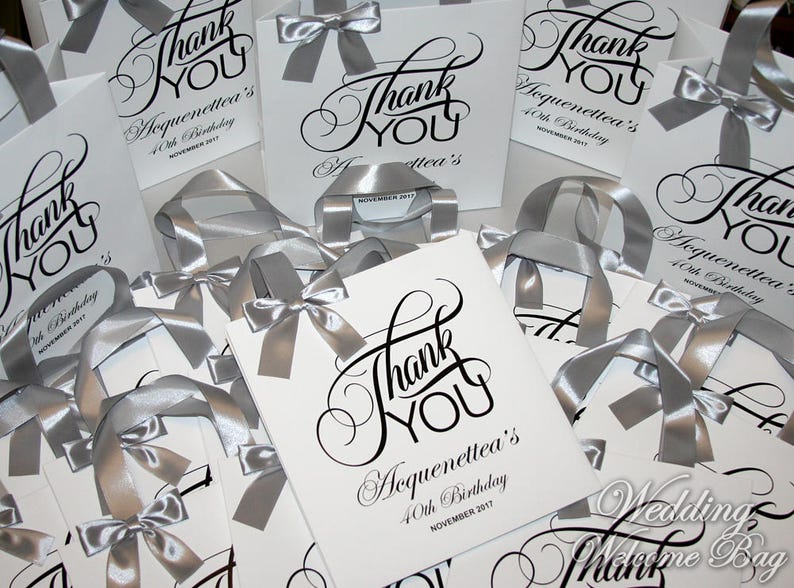 Thank You Gift Bags for Birthday Party With Satin Ribbon Etsy