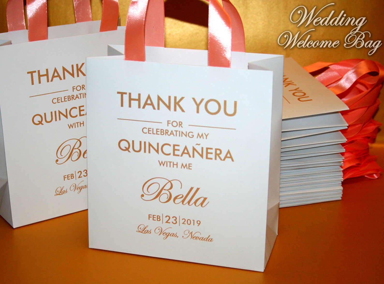 20 Thank You Quince Favor Bags with ribbon Custom Quince or Etsy