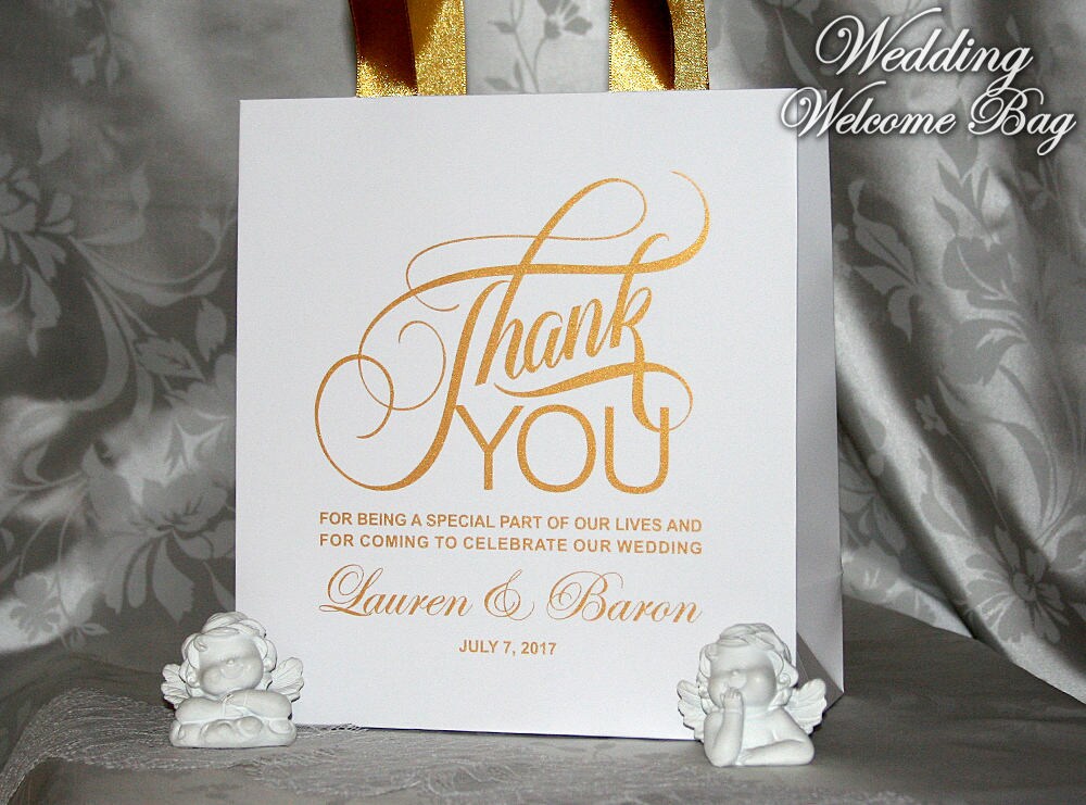 30 Personalized Thank You Gift Bags With Gold Ribbon and Name Etsy