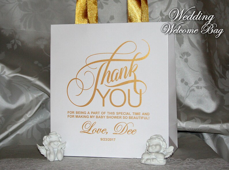 Thank You Gift bags for Baby shower guest with ribbon and tag Etsy