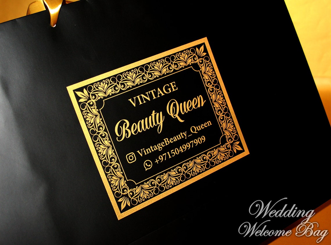 Extra Large Black & Gold Custom Logo Gift Bags Promotional Etsy