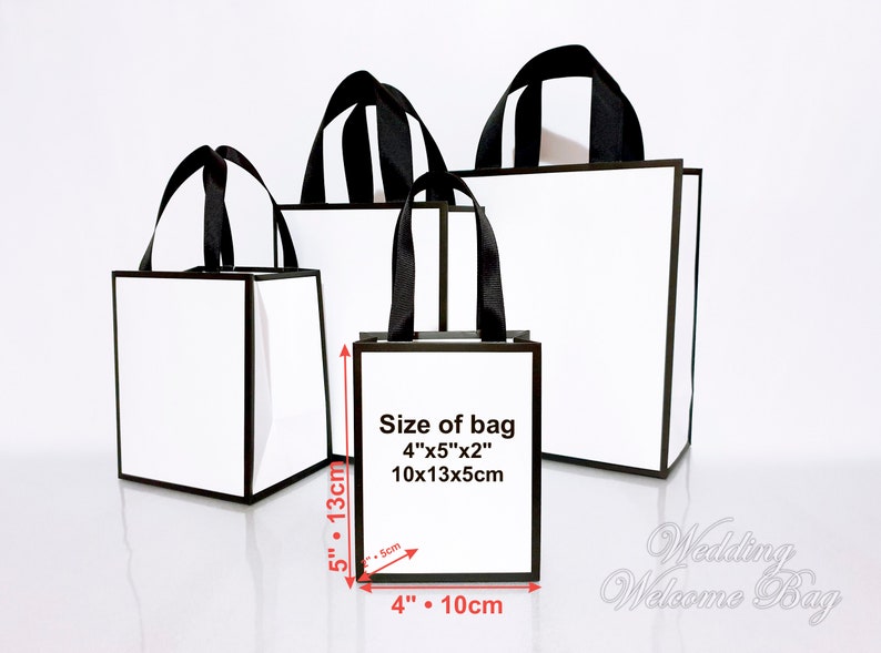 Luxury Monogram Wedding White Gift Bag With Black Border Chic - Etsy