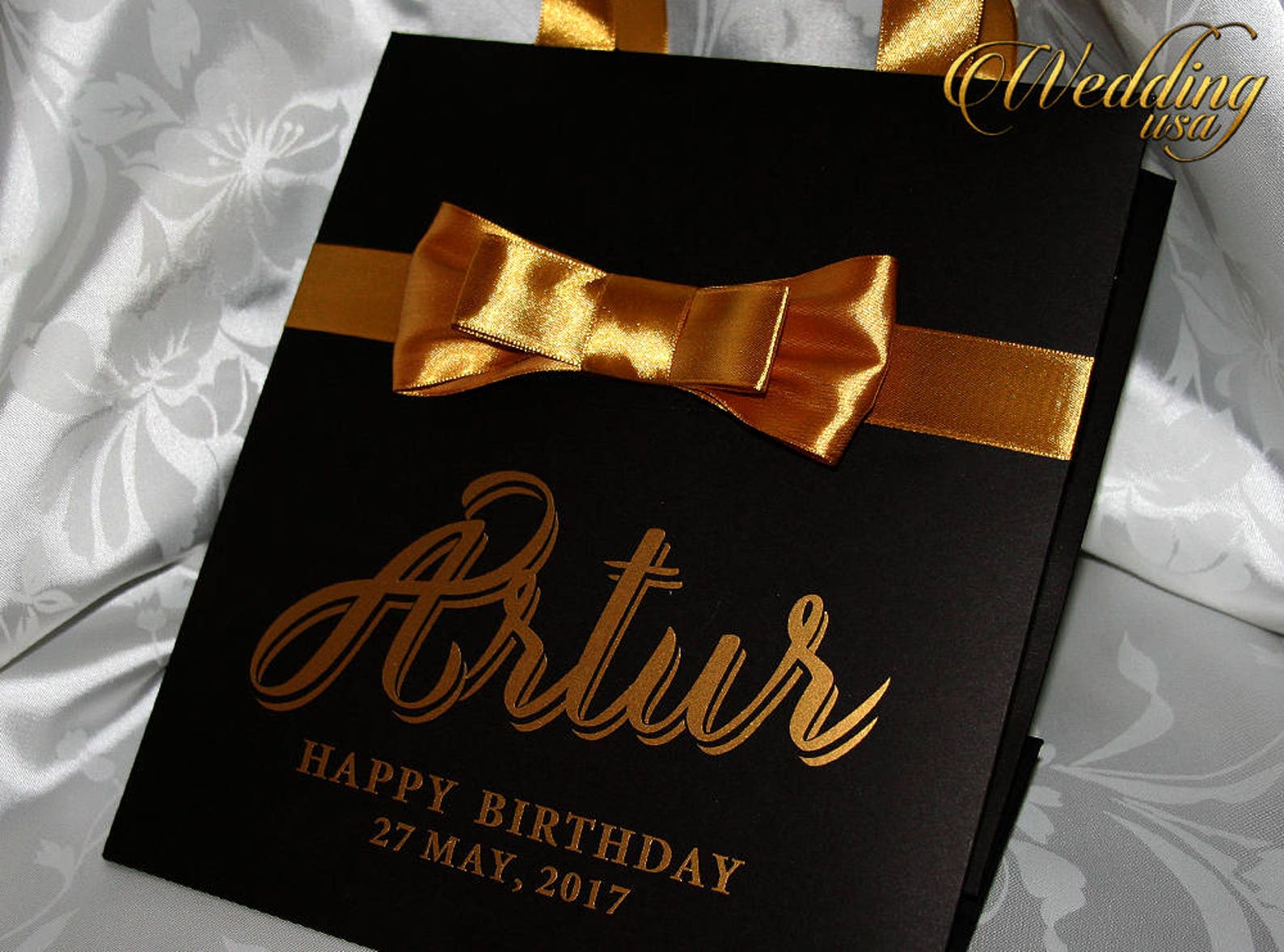 Black and Gold Gift Bags for Birthday With Bow Birthday Etsy