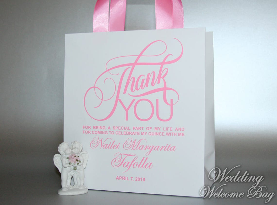 20 Thank You Quince Favor Bags With Ribbon Custom Quince or Etsy