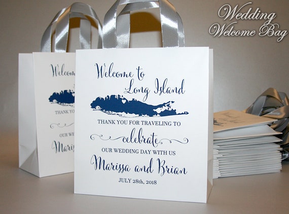 25 Welcome to Long Island Gift Bags for Wedding Guests With Ribbon, Name,  Out of Town Welcome Bags, Thank You Party Bags for Wedding Guests 