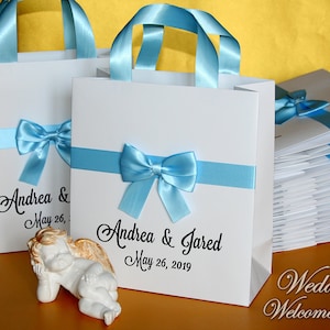 Wedding favor bags with bow Wedding gift bags Personalized gift bags for wedding Destination wedding favors for guests Wedding Guest Bags