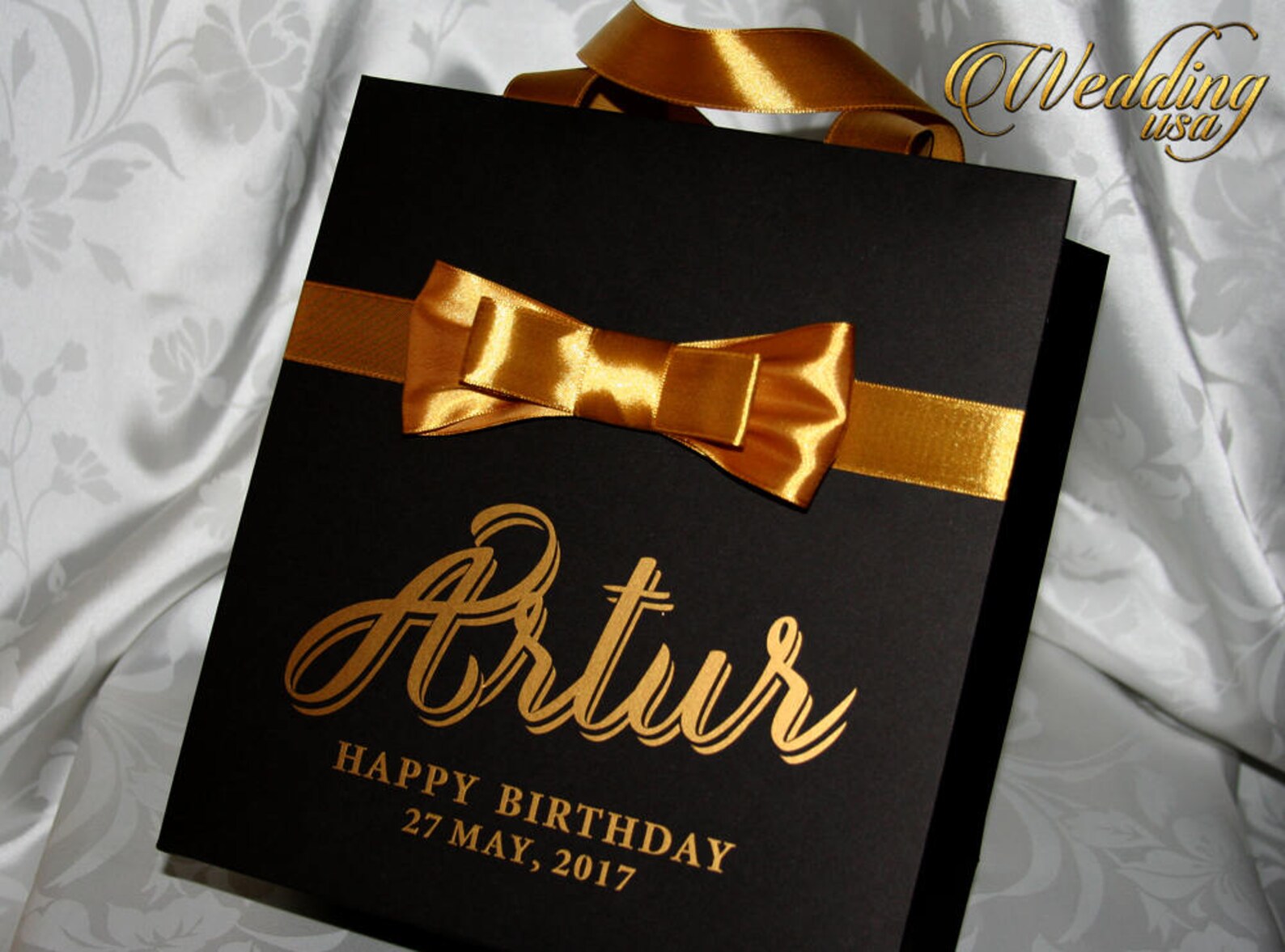 Black and Gold Gift Bags for Birthday With Bow Birthday Etsy