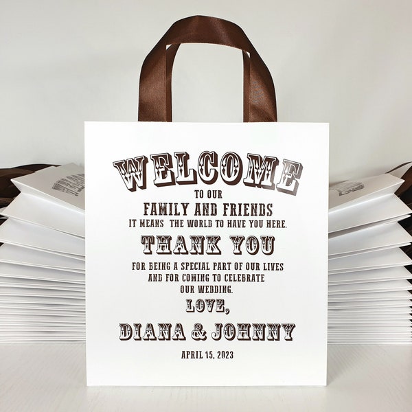 15-30pcs Western welcome gift bags, Custom hotel bags, Out of town bags, Country wedding bags, Thank you gift bags for broun wedding guests