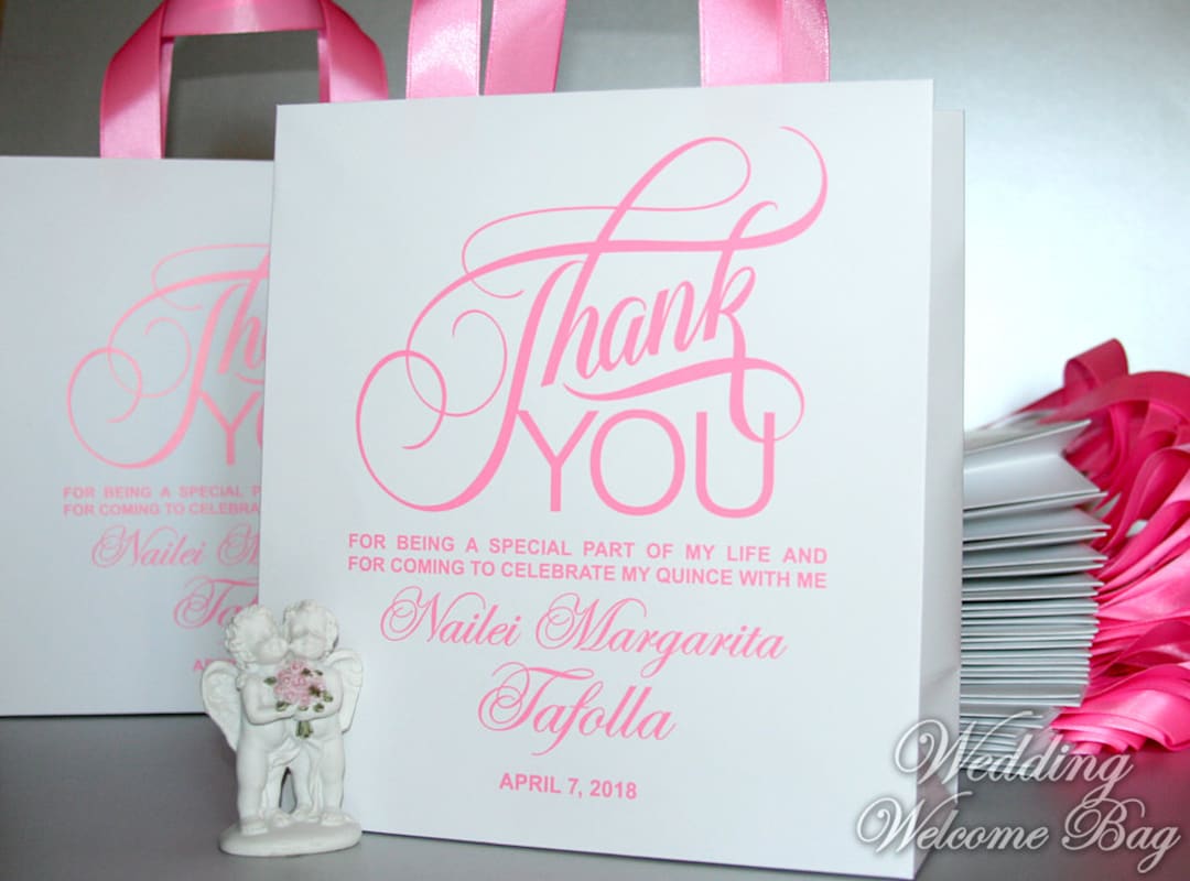 20 Thank You Quince Favor Bags With Ribbon Custom Quince or Birthday
