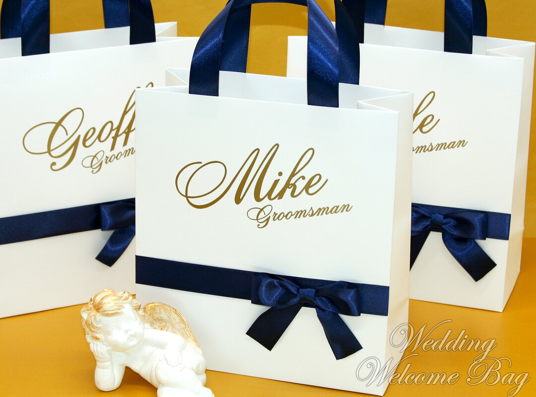 Custom Name Gift Bags With Satin Ribbon Handle and Bow for Etsy
