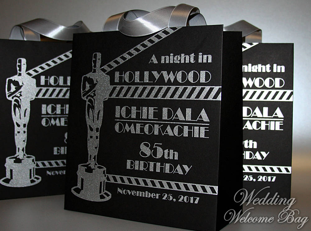 35 Hollywood Birthday Gift Bags with Oscar silver ribbon and Etsy