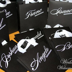 Black Groomsmen Gift Bags, Personalized Bestman Gift Bags, Party Gift ...