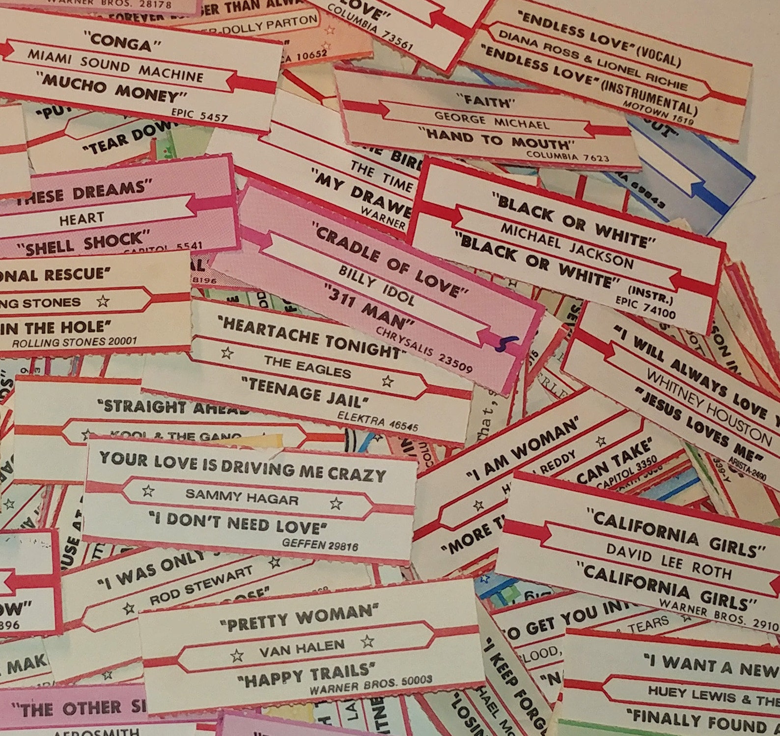 Vintage Jukebox Record Labels / Title Strips Mixed Lot of Etsy