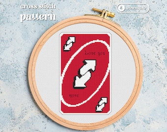 Schema punto croce Love You More, download digitale PDF, Uno reverse