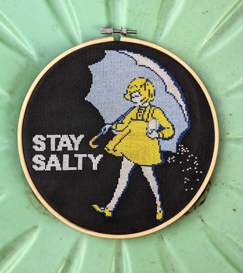 Kit de punto de cruz Stay Salty, cultura pop, punto de cruz divertido, salt bae, punto de cruz subversivo imagen 3