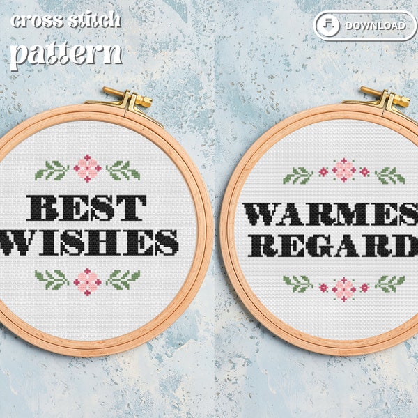Best Wishes Warmest Regards cross stitch patterns, digital download, pop culture, funny