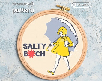 Salty B*tch cross stitch pattern, digital download, pop culture, funny cross stitch, snarky, subversive cross stitch