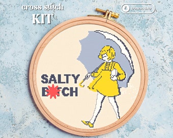 Salty B*tch cross stitch kit, pop culture, funny cross stitch, salt bae, subversive cross stitch