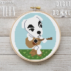 KK Slider cross stitch pattern, Digital Download, ACNH, pop culture, video games, cute dog character