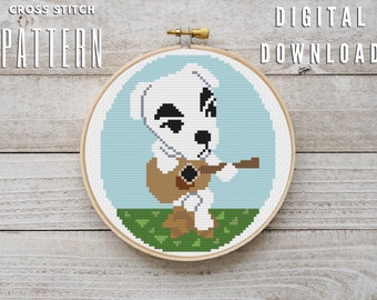 KK Slider cross stitch pattern, Digital Download, ACNH, pop culture, video games, cute dog character