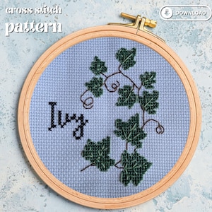 Ivy, cross stitch pattern, digital download, plants, herbal, apothecary