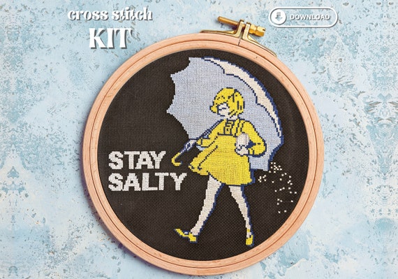 Stay Salty cross stitch kit, pop culture, funny cross stitch, salt bae, subversive cross stitch