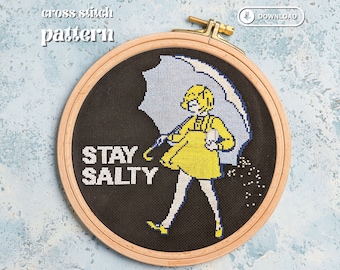 Stay Salty cross stitch pattern, digital download, pop culture, funny cross stitch, salt bae, subversive cross stitch