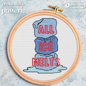 Alle ICE Melts-kruissteekpatronen, digitale pdf-download, protestpatronen
