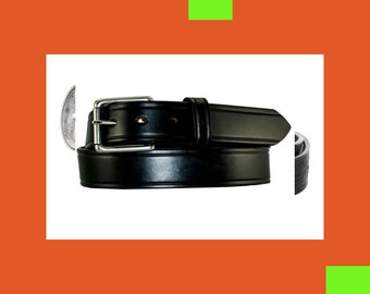 Cinturón casual de cuero genuino negro/marrón para hombre, elaborado por Amish y fabricado en EE. UU.