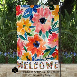 Welcome Flag Digital Design Doodle Letters | Instant Download | Garden Flag PNG | Design Sublimation Patio Flag | PNG Format | Welcome PNG