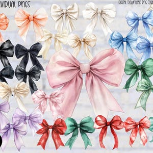 Lazos de cinta Clipart, Vintage Acuarela Navidad Boda Cinta Coqueta PNGs Clip Art Gráficos Descarga instantánea para uso comercial (27)