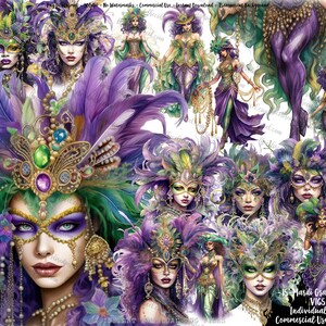 Frauen Clipart, Mardi Gras Mode, Frauen des Mardi Gras-Styling, Mardi Gras weiße Frauen, digitale PNG, Mardi Gras Clipart V165W