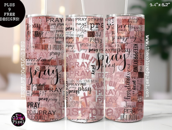 Christian Praying Tumbler Wrap: Rosegold Prayer (PNG Digital Download)