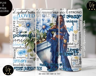Black Woman Positive Affirmations Tumbler Sublimation Design (Digital Download)