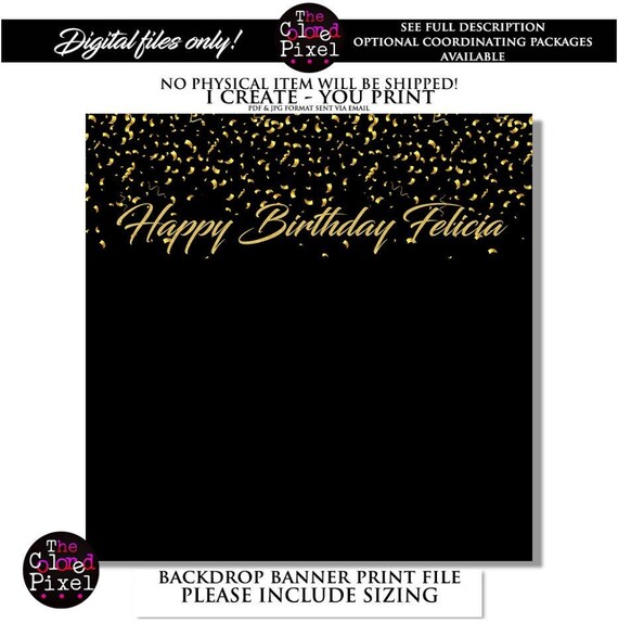 Happy Birthday Backdrop Party Banner Backdrop Step Repeat Etsy