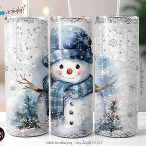 Christmas Snowman Tumbler Wrap: 20oz Skinny Tumbler PNG (Digital Download)