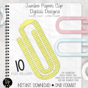 Pacote de design de clipe de papel grande Jumbo, sublimação digital de clipe de papel PNG, papéis pautados, papéis escolares, regra jurídica da faculdade, ensino fundamental 10 PNGS