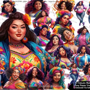 Clipart curvy Spaanse vrouwen: Summer Vibes, png (digitale download)
