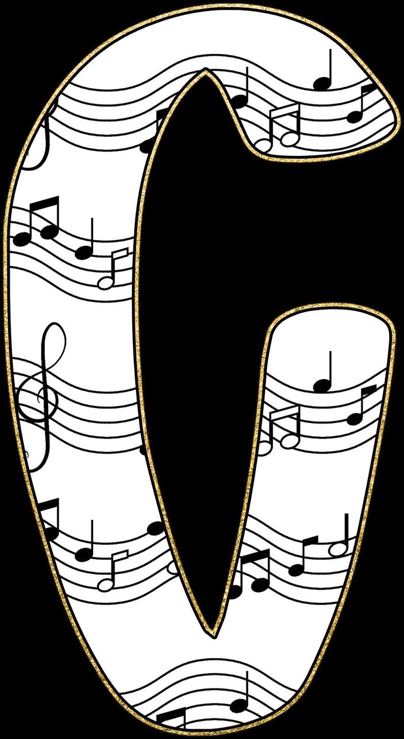 Music Notes Alphabet PNG Bundle: Preppy Doodle Letters (digital ...