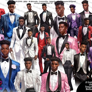 Zwarte mannen clipart, sublimatie download, zwarte heren clipart, mannen van kleur, jonge heren van kleur, formele elegante clip art prom